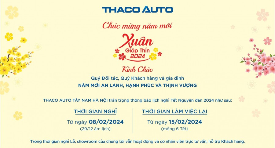 THÔNG BÁO LỊCH NGHỈ TẾT NGUYÊN ĐÁN 2024