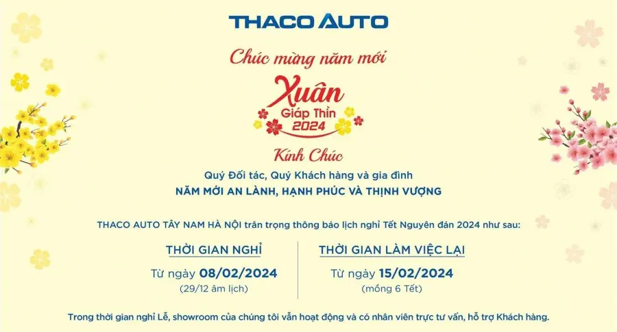 THÔNG BÁO LỊCH NGHỈ TẾT NGUYÊN ĐÁN 2024