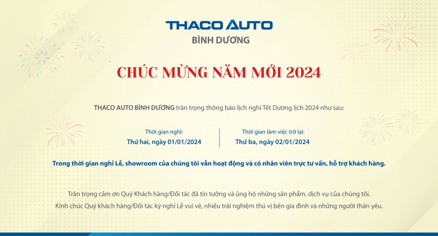 THÔNG BÁO LỊCH NGHỈ TẾT DƯƠNG LỊCH 2024