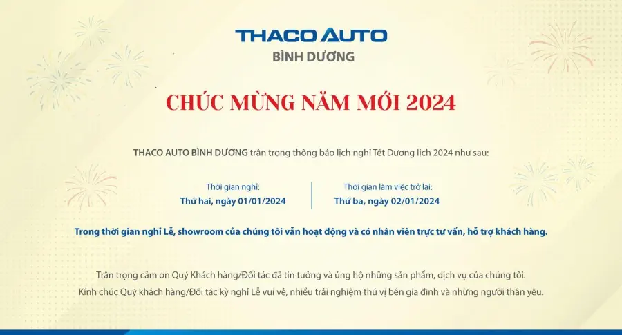 THÔNG BÁO LỊCH NGHỈ TẾT DƯƠNG LỊCH 2024