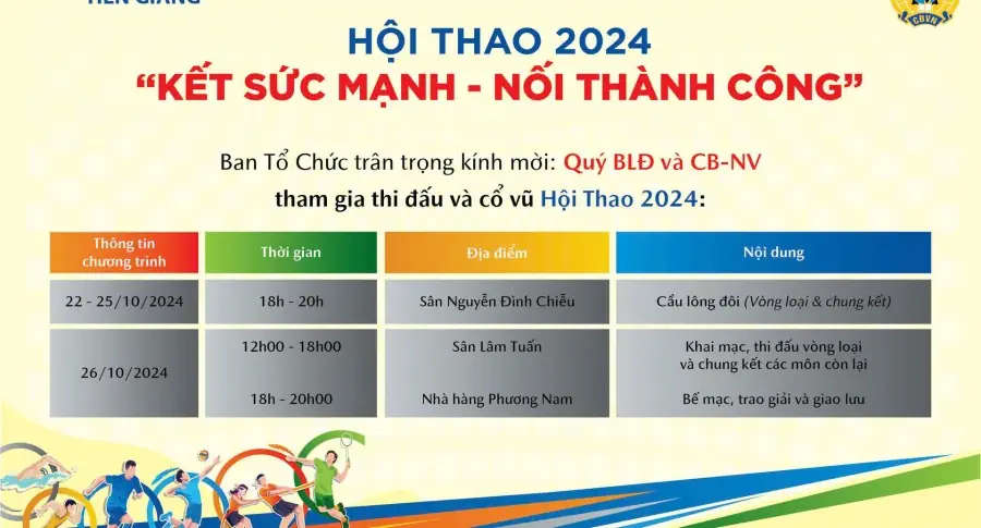 Lịch thi đấu Hội thao “Kết sức mạnh - Nối thành công” năm 2024 tại THACO AUTO Bến Tre