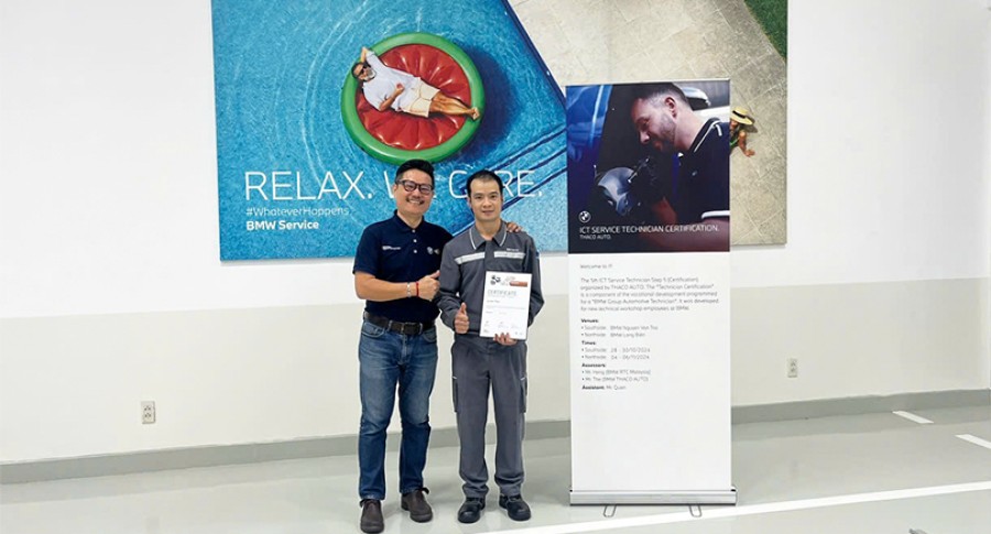 Nhân sự kỹ thuật BMW của THACO AUTO Cần Thơ nhận chứng chỉ ICT Service Technician sau hơn 7 tháng huấn luyện