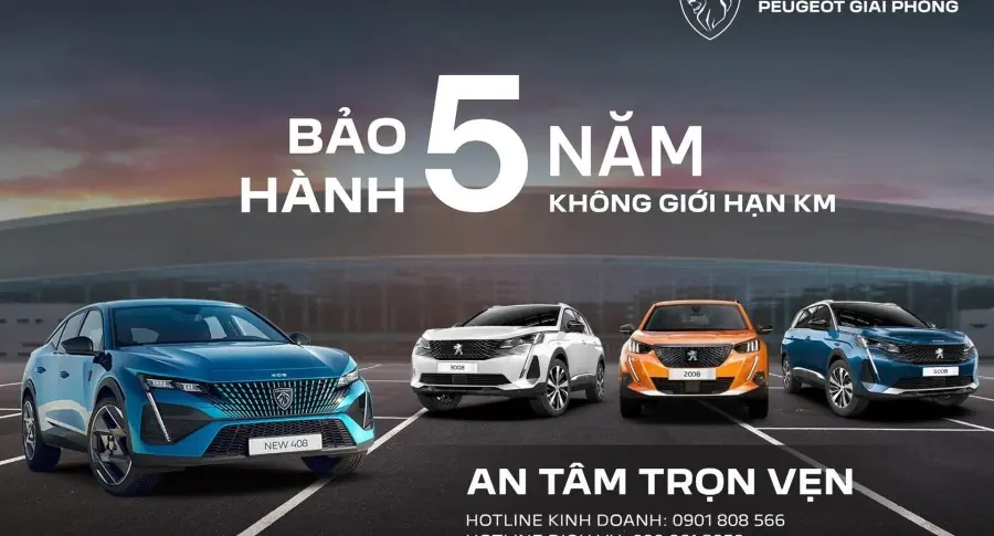 THACO AUTO áp dụng chính sách bảo hành “5 NĂM KHÔNG GIỚI HẠN KILOMET” cho xe Peugeot