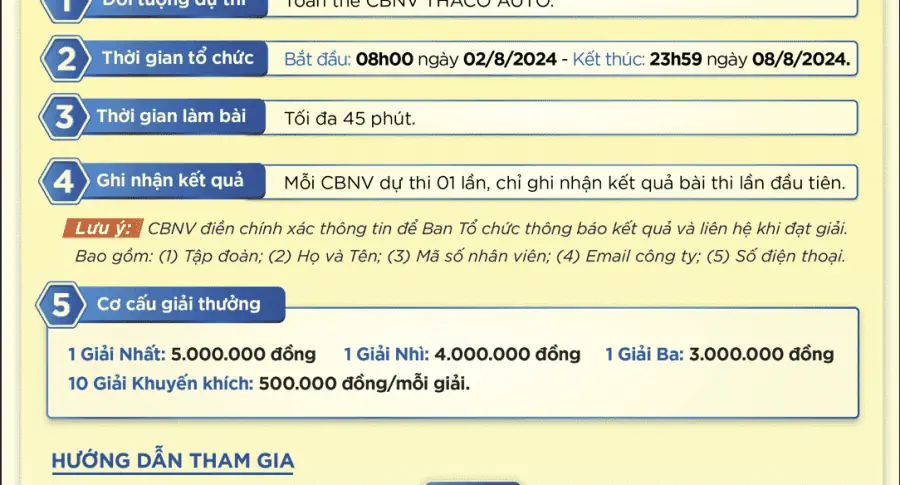 Tham gia Cuộc thi trực tuyến “THACO – Phát triển cùng đất nước”
