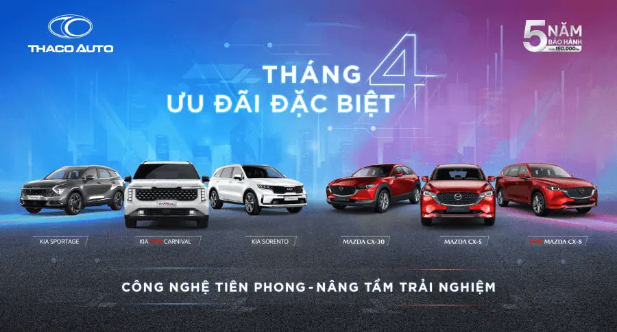 THACO AUTO TRI ÂN KHÁCH HÀNG VỚI ƯU ĐÃI ĐẶC BIỆT DỊP 30/4 & 01/05