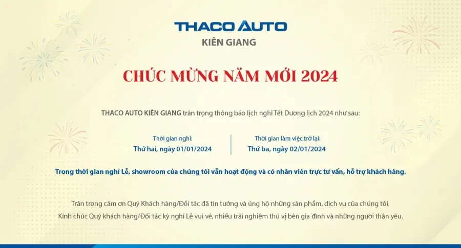 THÔNG BÁO LỊCH TRỰC TẾT DƯƠNG LỊCH