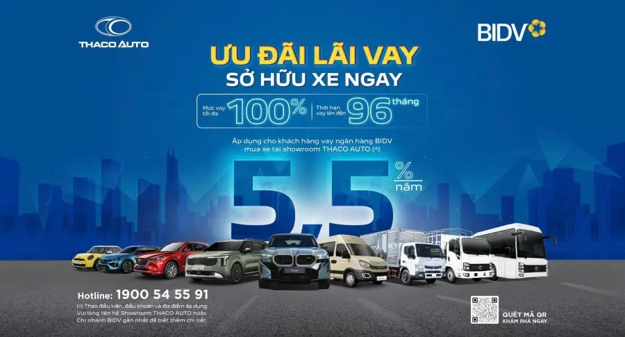 THACO AUTO hợp tác BIDV triển khai gói vay ưu đãi khi mua xe tải, bus thương hiệu THACO Truck, THACO Bus