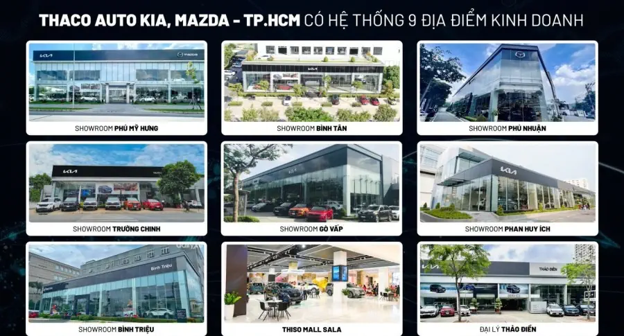 Giới thiệu hệ thống showroom THACO AUTO Kia, Mazda - TP.HCM