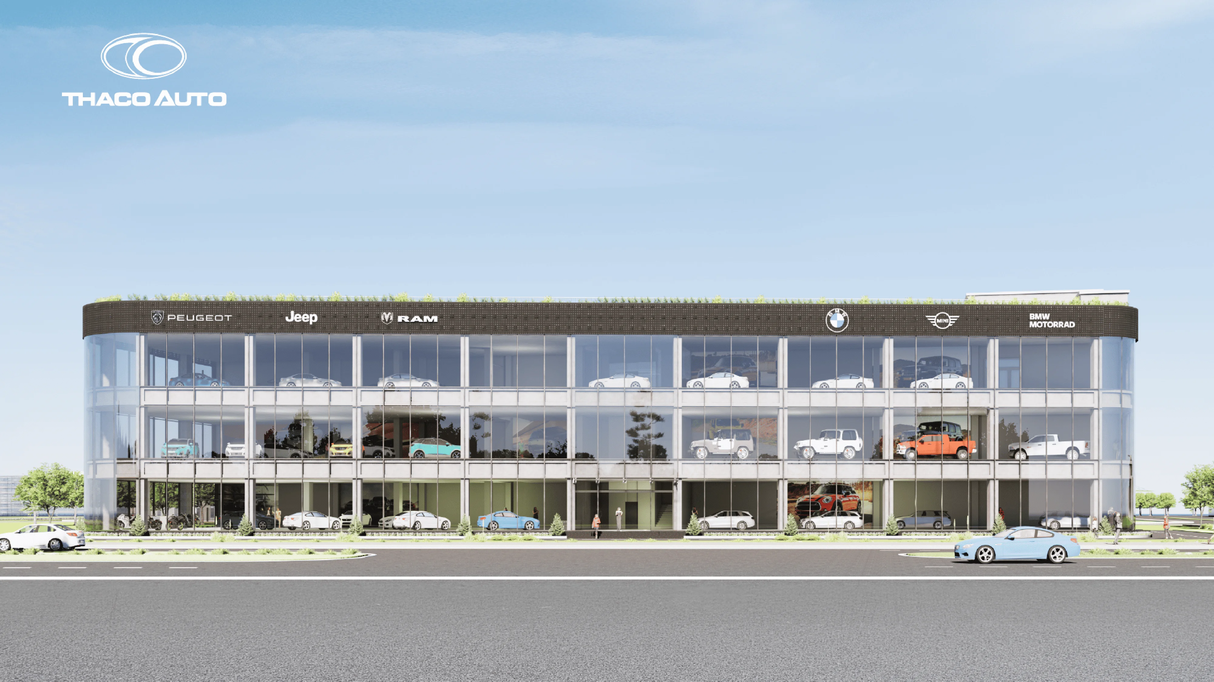 Dự án Showroom Stellantis-BMW-Xưởng dịch vụ xe du lịch hải dương trưng bày các thương hiệu xe BMW, MINI, BMW Motorrad, Peugeot, Jeep, RAM.webp