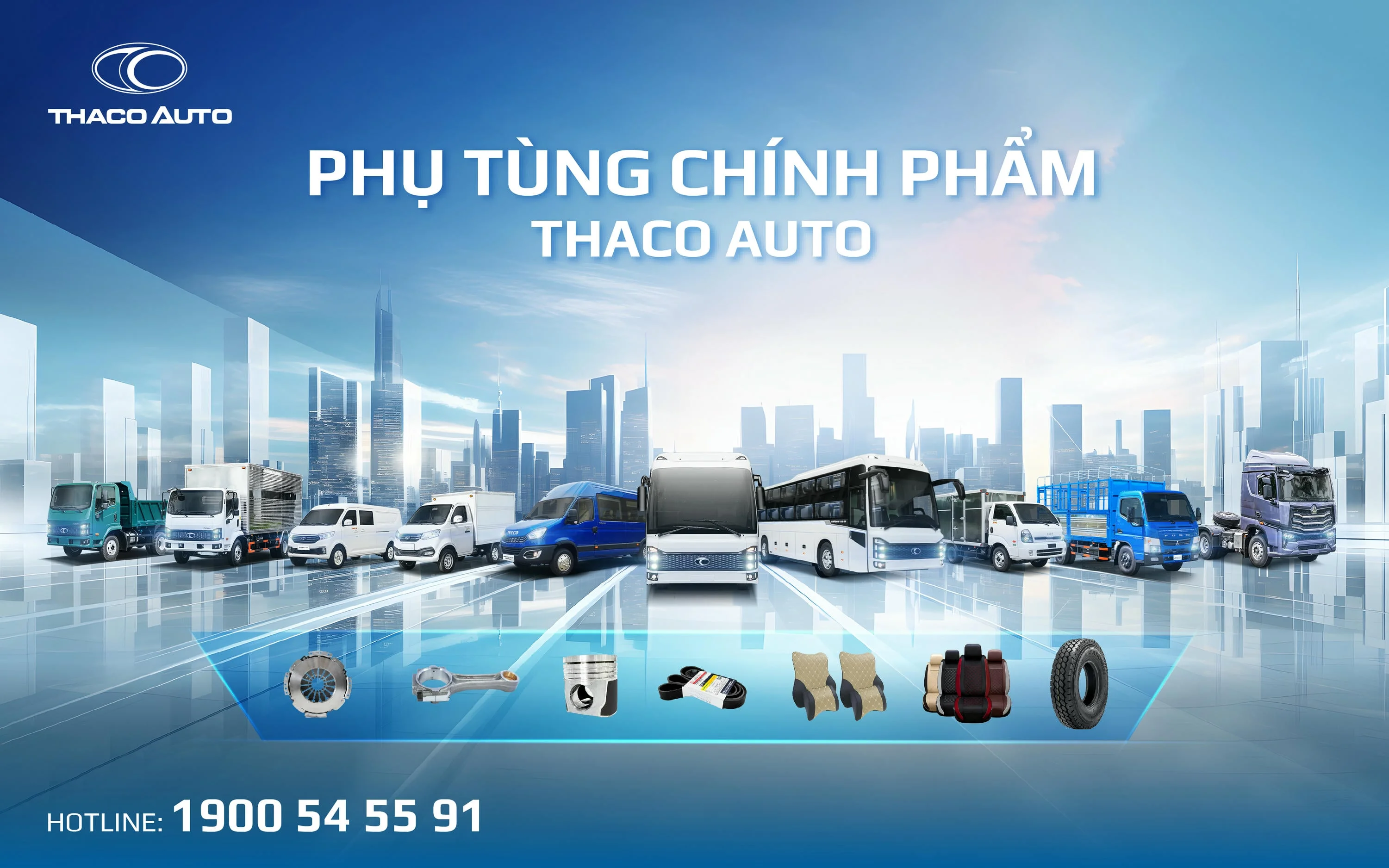Đa dạng chủng loại phụ tùng, vật tư cho các dòng xe Tải, xe Bus do THACO AUTO phân phối.webp