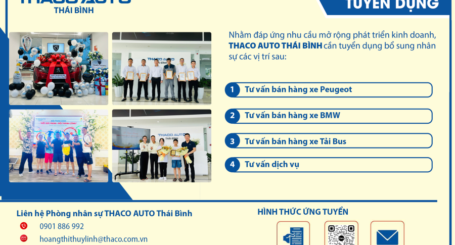 THACO AUTO THÁI BÌNH TUYỂN DỤNG NHÂN SỰ