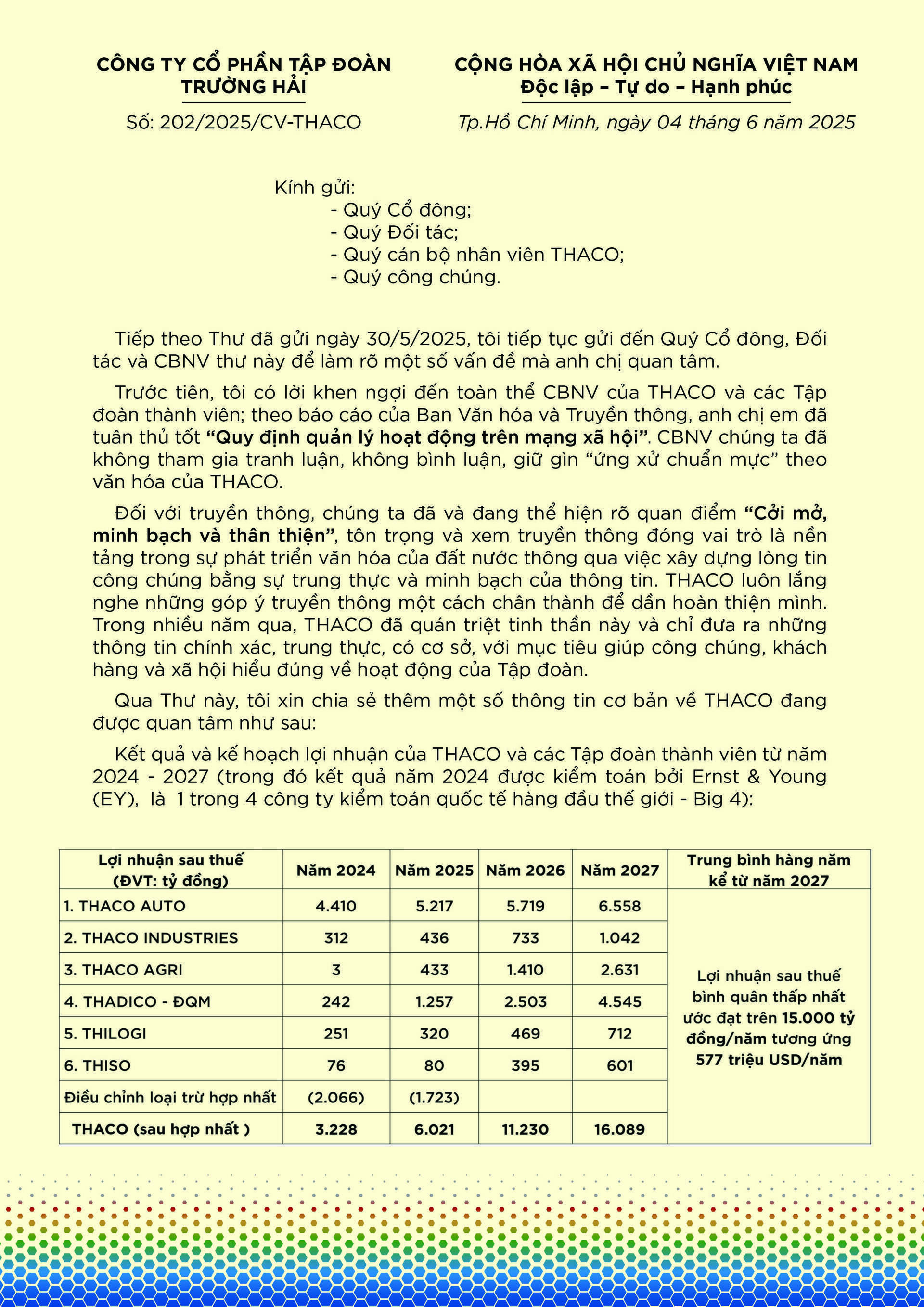 THACO khẳng định sự minh bạch và văn hóa ứng xử trên các phương tiện truyền thông