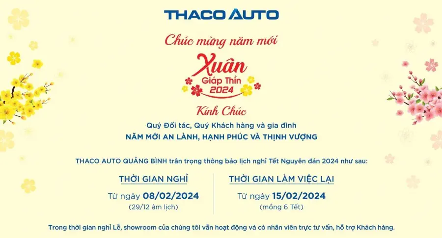 THÔNG BÁO LỊCH NGHỈ TẾT NGUYÊN ĐÁN 2024