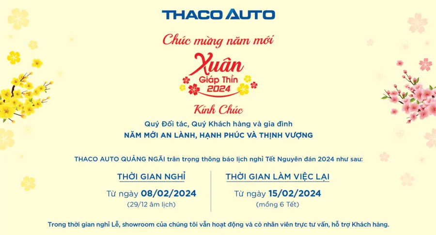 THÔNG BÁO LỊCH NGHỈ TẾT NGUYÊN ĐÁN 2024