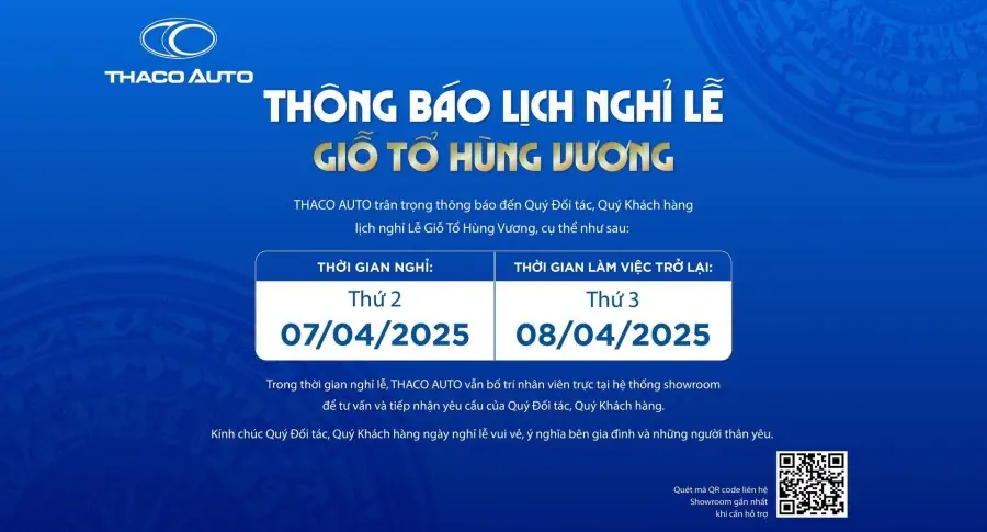 THÔNG BÁO LỊCH NGHỈ LỄ GIỖ TỔ HÙNG VƯƠNG