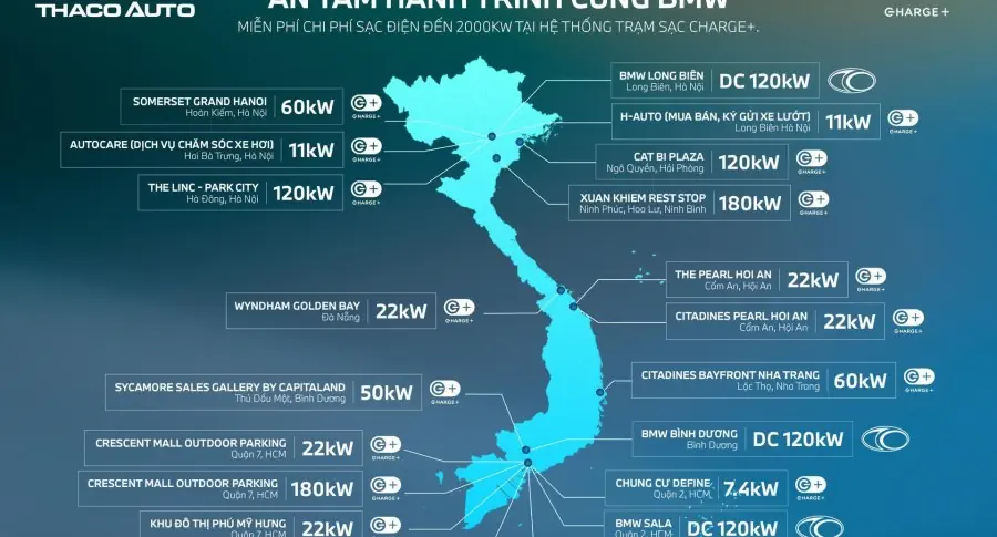 THACO AUTO và BMW mở rộng hệ thống trạm sạc xe điện tại Việt Nam