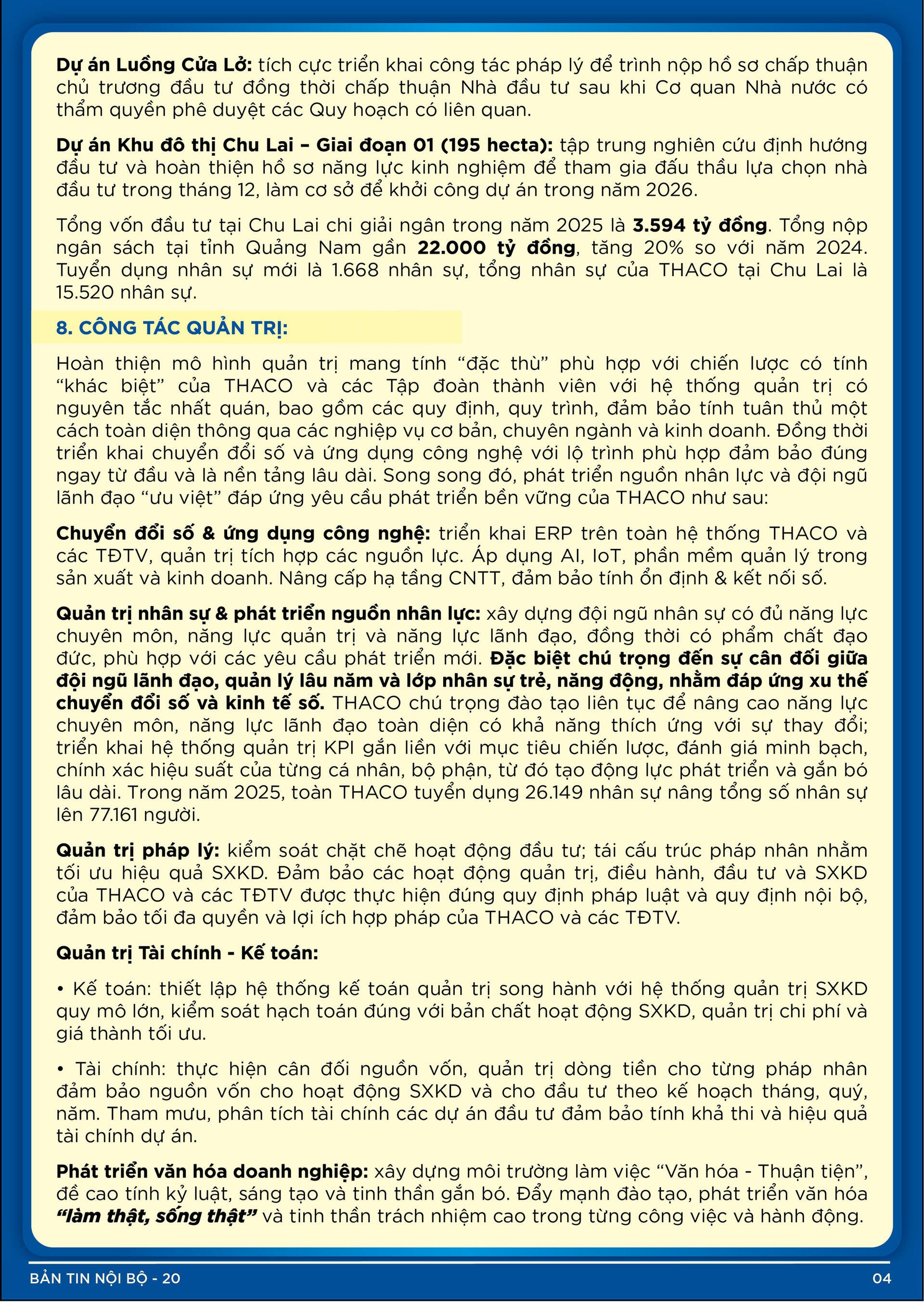 BẢN TIN NỘI BỘ SỐ 20-04