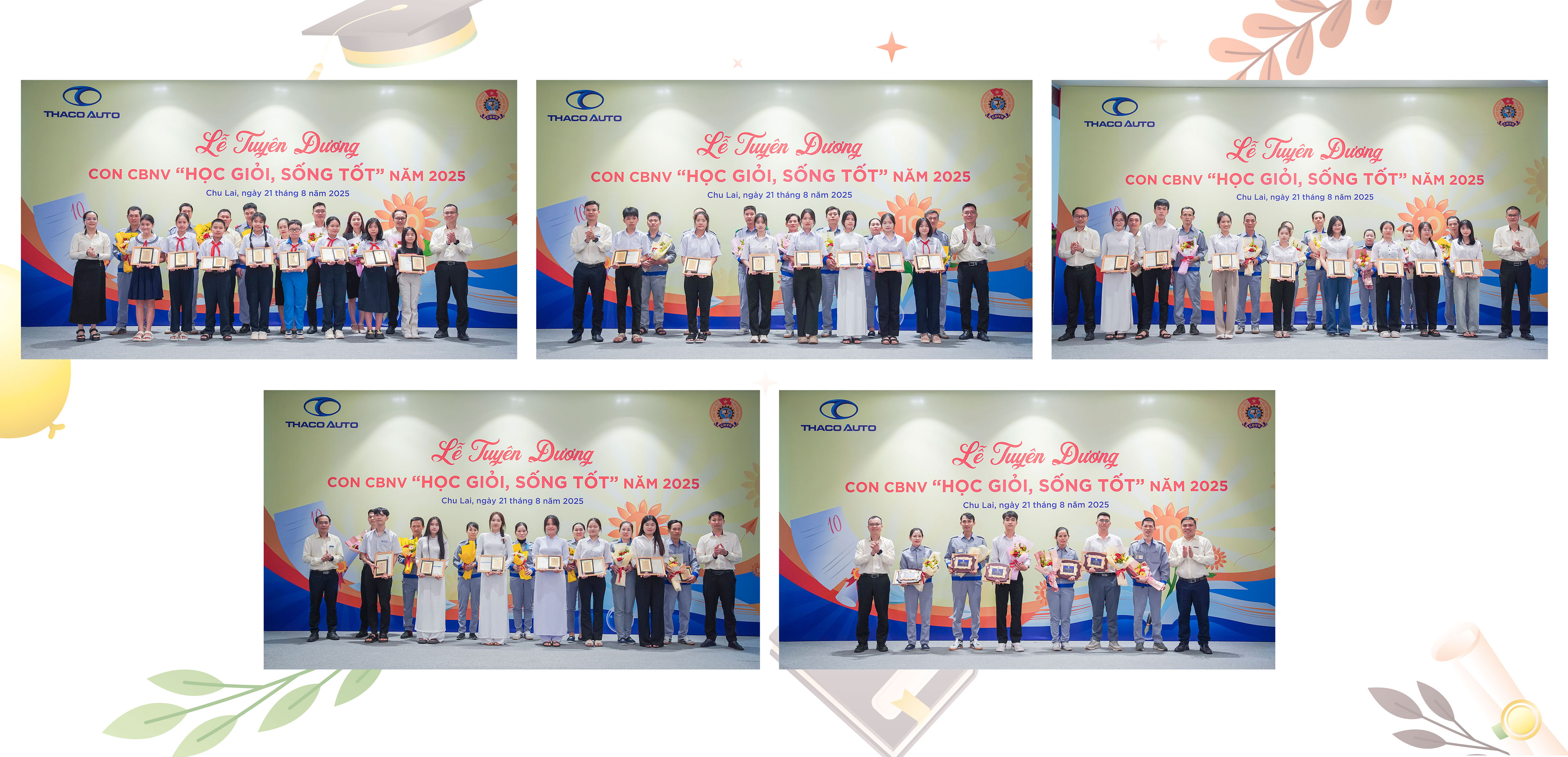 6. Ban Lãnh đạo Khối Sản xuất kinh doanh tại Chu Lai - THACO AUTO trao thưởng cho các em