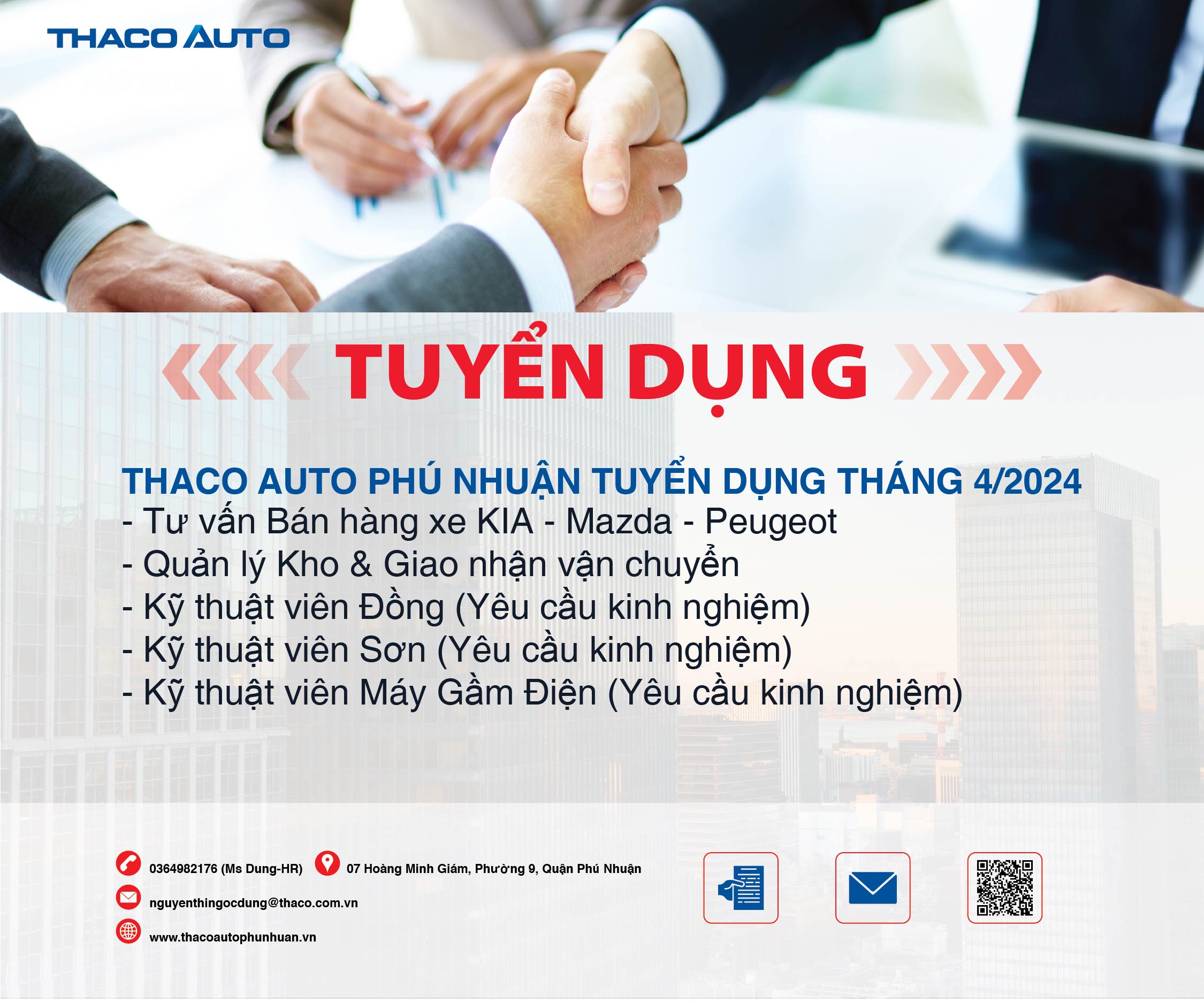 THACO AUTO Phú Nhuận tuyển dụng tháng 04/2024