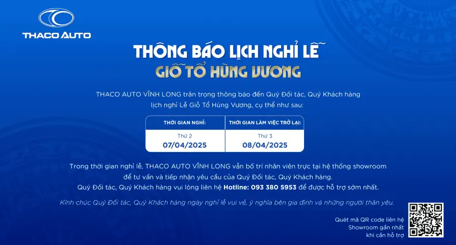 THÔNG BÁO LỊCH NGHỈ LỄ GIỖ TỔ HÙNG VƯƠNG