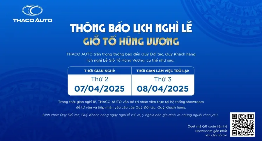 THACO AUTO Vũng Tàu Thông báo thời gian nghỉ lễ Giỗ Tổ Hùng Vương