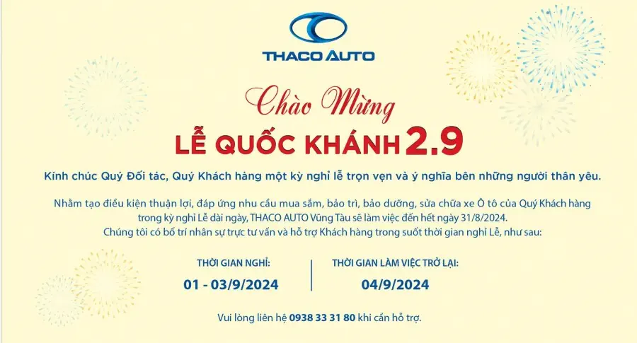 THACO AUTO VŨNG TÀU CHÀO MỪNG LỄ QUỐC KHÁNH 2/9