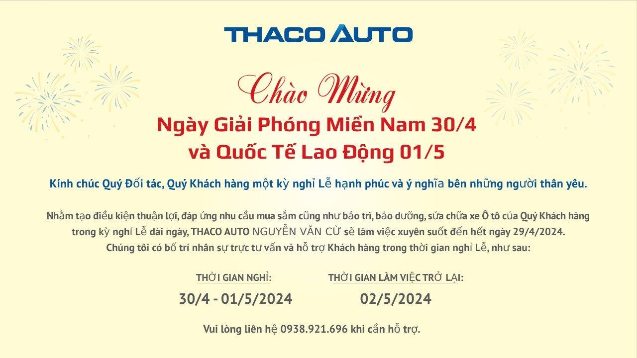 THÔNG BÁO LỊCH LÀM VIỆC 30/4 & 01/5